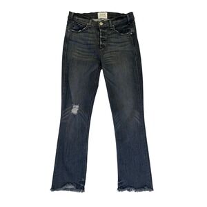 McGuire Valetta Cropped Straight‎ Denim Black Wash Fray Hem Jeans size 29